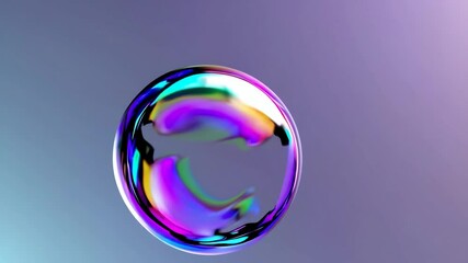 Poster - Iridescent soap bubble with colorful reflections on a gradient background. Abstract art concept