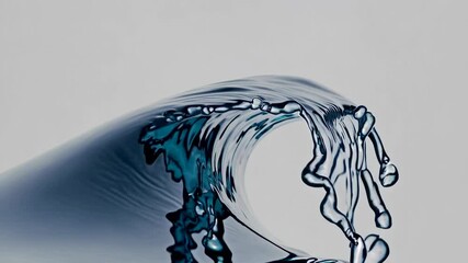 Poster - Abstract image of splashing blue water wave on light background. Nature concept