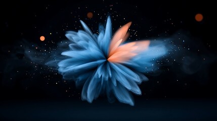 Wall Mural - abstract blue and orange star shape explosion