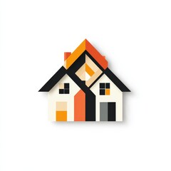 Poster - Geometric Houses: A Modern, Colorful Abstract Composition of Homes and Shared Spaces in an Interlocking Design.