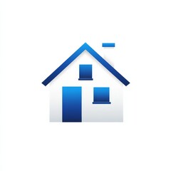 Aufkleber - Minimalist Blue and White House Icon:  Simple, Clean Design for Real Estate, Architecture, or Home Services Branding