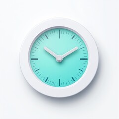 Aufkleber - Modern Minimalist Clock with Teal Face and White Frame on a Clean White Background