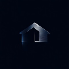 Poster - Sleek and Modern Home Icon with a Striped Texture and a Simple Dark Blue Background - Real Estate and Design Concept