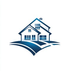 Aufkleber - Stylish Home Logo with a Modern Design, Depicting Real Estate and Architecture Excellence in Blue and White.