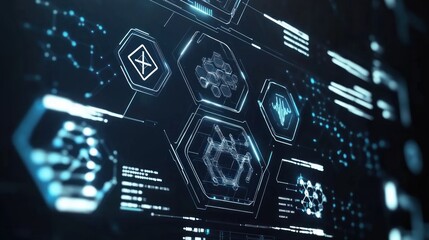 Futuristic technology interface with various data visualizations