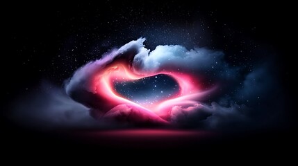 Wall Mural - glowing heart nebula in abstract space background