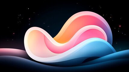 Wall Mural - abstract pink and blue neon wave grid background