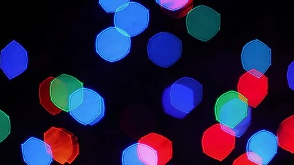 Poster - Abstract bokeh lights in vibrant colors against dark background. Festive mood concept