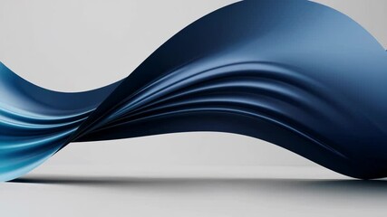 Poster - Flowing blue silk ribbons on white background, fluidity and elegance concept