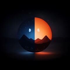 Wall Mural - dual night and day sphere landscape timelapse