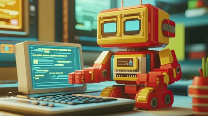Retro robot coding on vintage computer