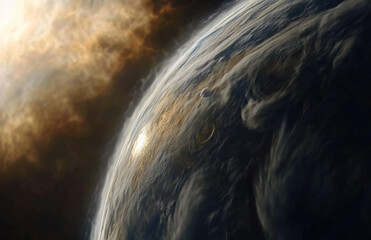 Wall Mural - Stunning close-up of earth from space showcasing swirling clouds and atmospheric marvels in orbit