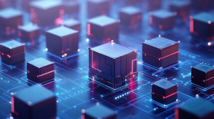 Abstract Digital Network: Cubes and Circuitry