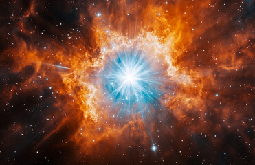 Wall Mural - Stunning cosmic explosion with vibrant colors and galactic rays illuminating the vast space scene