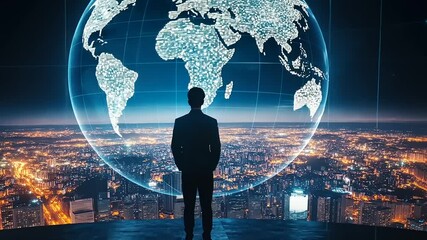 Global Vision: A Man Contemplating the World's Network