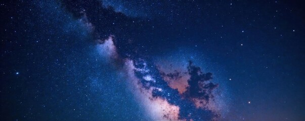 Milky Way galaxy night sky with stars and constellations, cosmic, dark blue