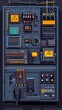 © MdRowshan - A Detailed Illustration of a Futuristic or SciFi Control Panel with Numerous Switches, Gauges, and Warning Lights