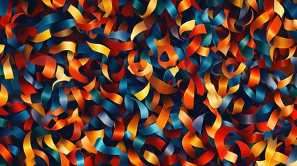 Leinwandbilder - Colorful ribbons in various shades create a vibrant abstract background perfect for decoration or crafting