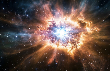 Wall Mural - Exploring the mesmerizing cosmic explosion in deep space with brilliant starburst and nebula colors
