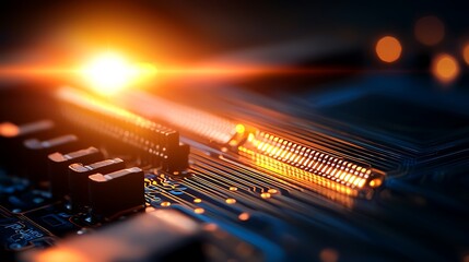 Wall Mural - Glowing Circuit Board Tech Innovation Closeup. (1)