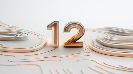 Wall Mural - The Number 12 in Futuristic Design