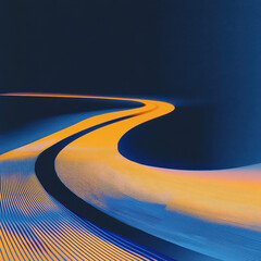 Wall Mural - Abstract Flowing Lines in Blue and Orange