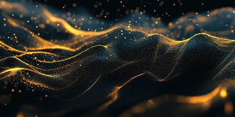 Wall Mural - a glamorous design with shimmering gold dust particles softly floating against a dark background