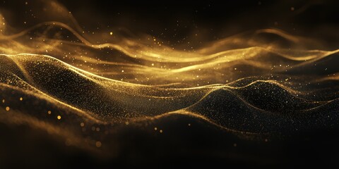 Wall Mural - a glamorous design with shimmering gold dust particles softly floating against a dark background