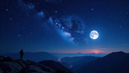 vast starry night sky with twinkling stars and a bright moon, shimmering, universe, twinkling