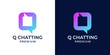 © Oeriz Studio - Chat app icon design. Initial letter Q logo with bubble speech chat icon illustration. Suitable for business, technology, company, internet, mobile, web. Vector illustration.