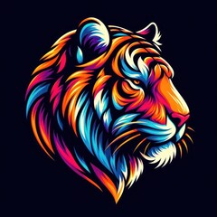  Colorful Tiger Head Portrait. (1)