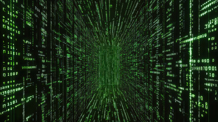 virtual reality. zeros and ones. hacking and cybercrime. data protection and security. the green mat