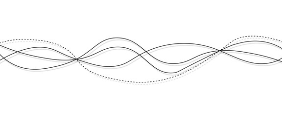 Leinwandbilder - Vector curve wave seamless pattern background. Abstract thin gray and white wavy lines background.