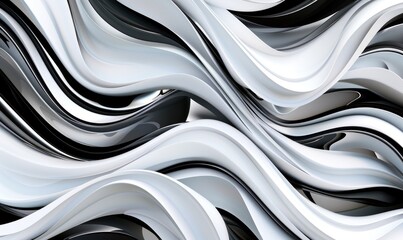 Wall Mural - abstract swirling shapes create an intricate layered monochrome composition