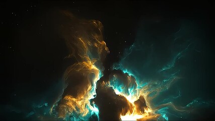 Wall Mural - Exploring Space Nebula Clouds with Light Rays and Particle Effects