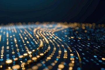Wall Mural - illuminated streams of binary code representing digital information flow