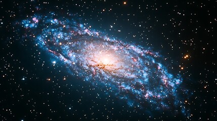 Wall Mural - a spiral galaxy dotted with numerous bright stars beautifully displays