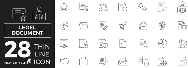 Wall Mural - legal documents set of web icons in line style. document linear icons collection. containing passpor