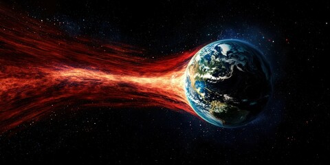 Wall Mural - a mysterious rift in space-time revealing an alternate earth with inverted colors