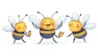 © ayam - Happy Bees Dancing Cartoon Illustration.