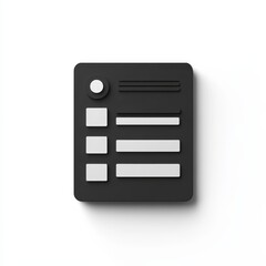 Poster - Clean and Modern Black and White App UI Design Element with 3D Effect, perfect for user interface and web design projects