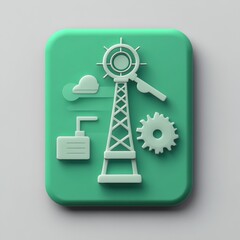 Aufkleber - Green Technology Icon: Data Management, Cloud Computing, and Industrial Automation Elements 
