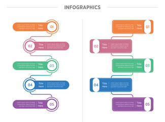 Wall Mural - A clean and visually engaging vertical infographic template featuring five distinct boxes arranged in a top-to-bottom layout. Each box offers ample space for customizable text, icons, or data, making 