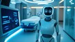 © adiba sakila atmari - Futuristic Medical Robot in Hospital Corridor