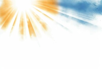 Wall Mural - bright sun rays shining through blue sky clouds