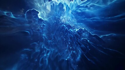 Wall Mural - dynamic swirling cosmic clouds create a mesmerizing blue atmosphere with radiant light sources in ou