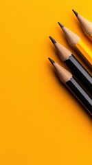 Poster - Minimalist Creative Flow High-Contrast Graphite Pencils on Vibrant Yellow - Dynamic Design Tools for Modern Productivity and Innovative Workspace Solutions