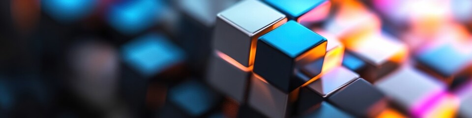 Fototapete - Hyperconnected Blockchain Visualization Quantum-Inspired Digital Network Cubes Revealing Next-Gen Financial Technologys Secure Transactional Paradigm