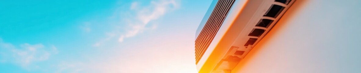 Aufkleber - Climate Comfort Revolution Minimalist Air Conditioning Unit Against Vibrant Sky - Modern Living Tech Solutions for Personalized Environmental Control
