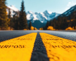 Aufkleber - Mountain Road to Purpose Mindful Journey Visualization for Next-Gen Strategic Branding and Transformative Life Design Narrative